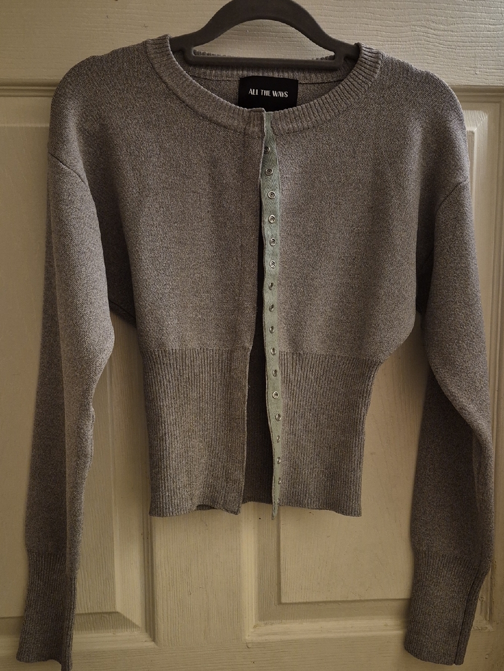 All The Ways Heather Gray Cropped Snap Cardigan